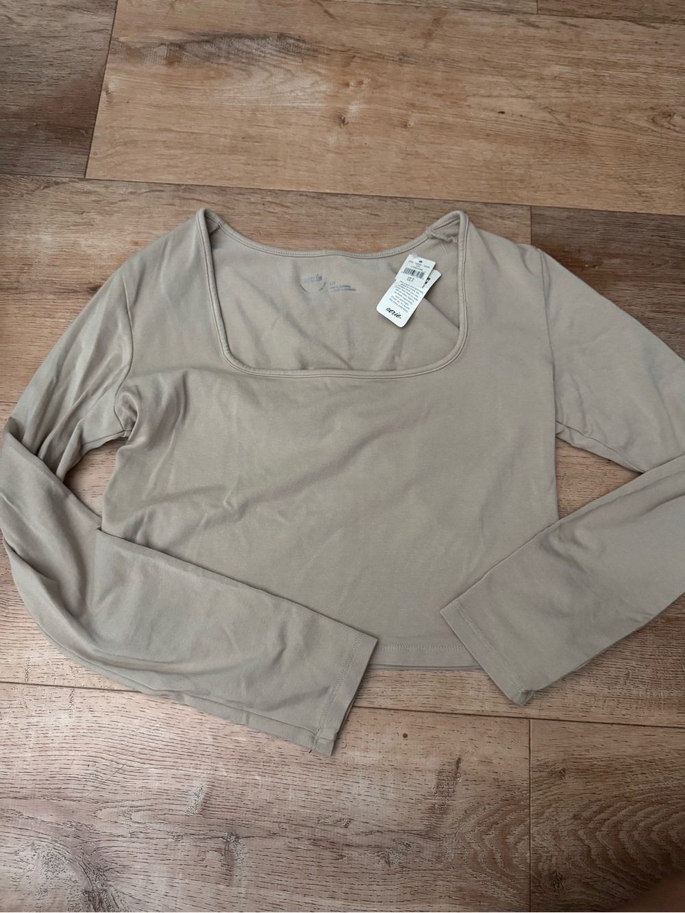 Aerie Women’s Square Neck Long Sleeve Top - Beige